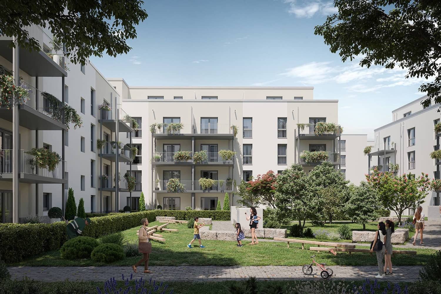 Neubau 3D Visualisierung Mehrfamilienhaus